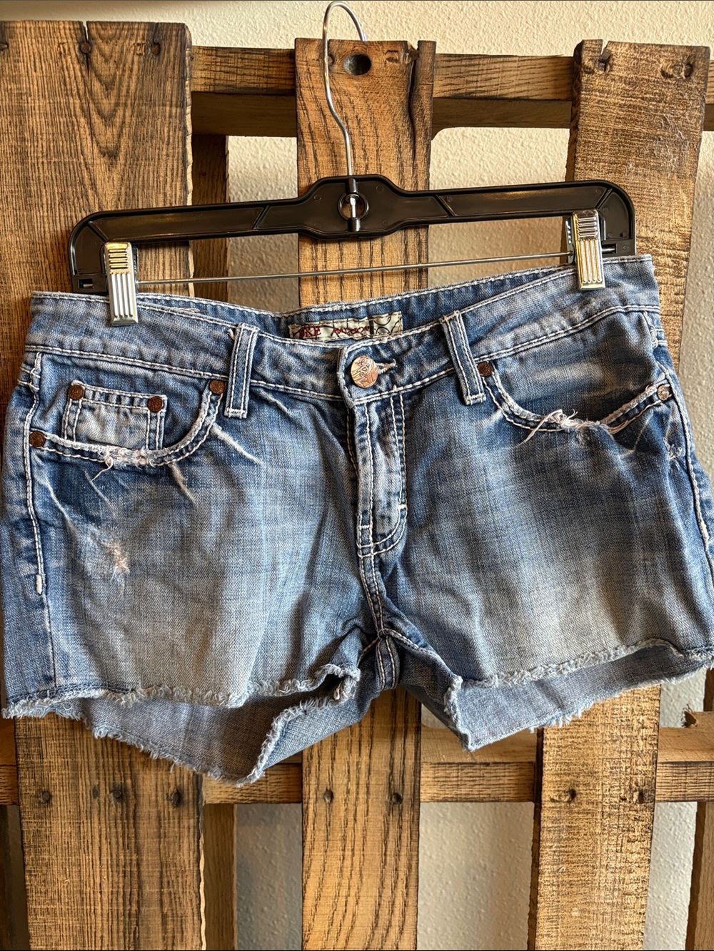 BKE Light Blue Distressed Denim Shorts